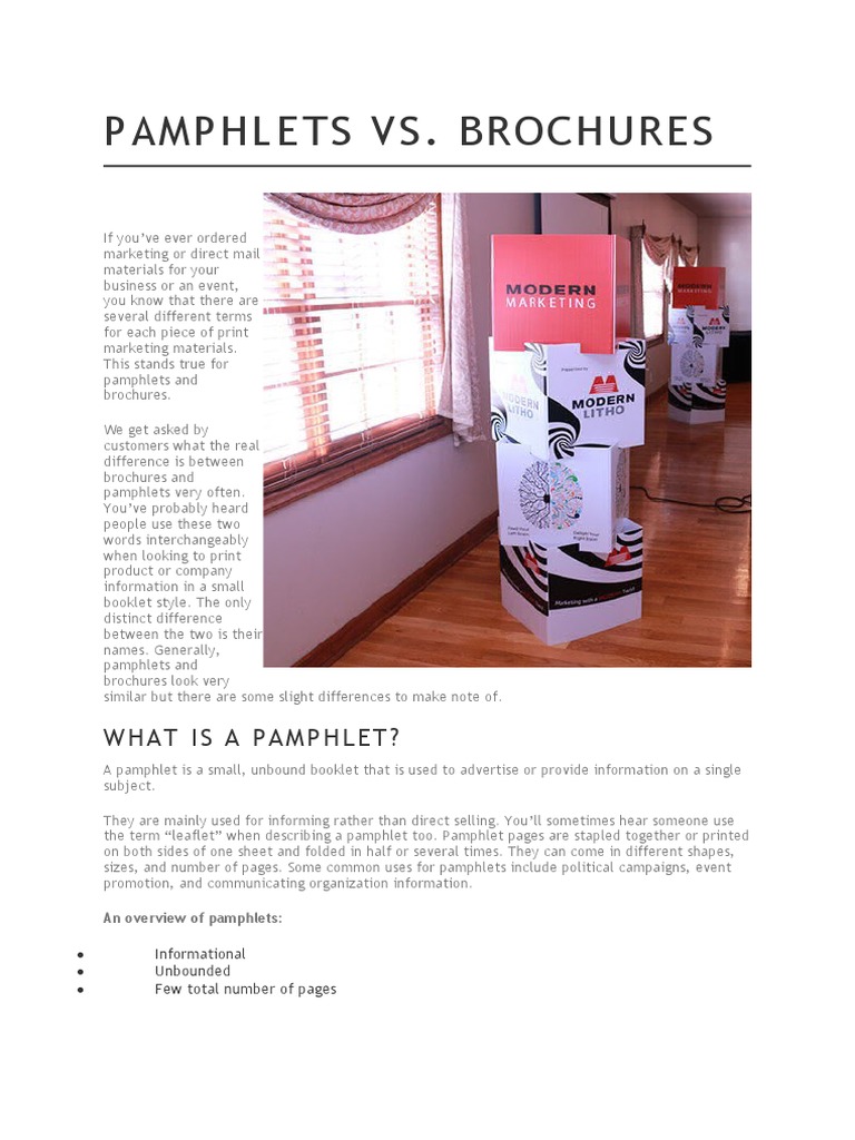 Pamphlets vs. Brochures: What Is A Pamphlet? | PDF | Magazines ...