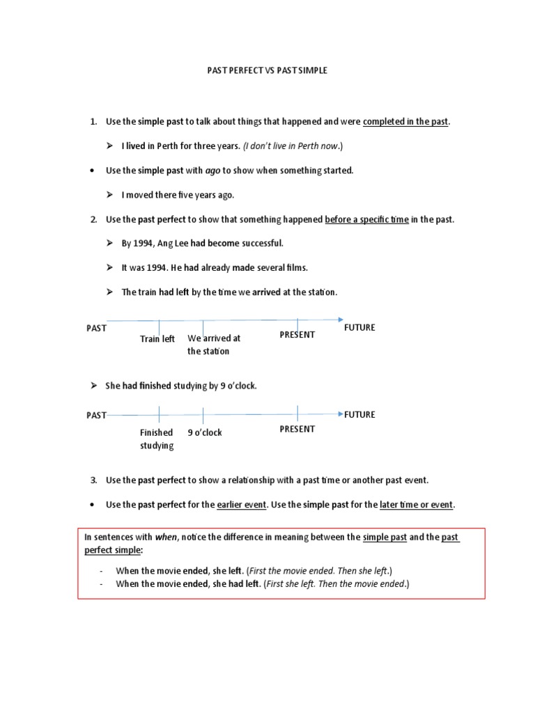 PAST PERFECT VS PAST SIMPLE Resuelto | PDF | Question | Grammar