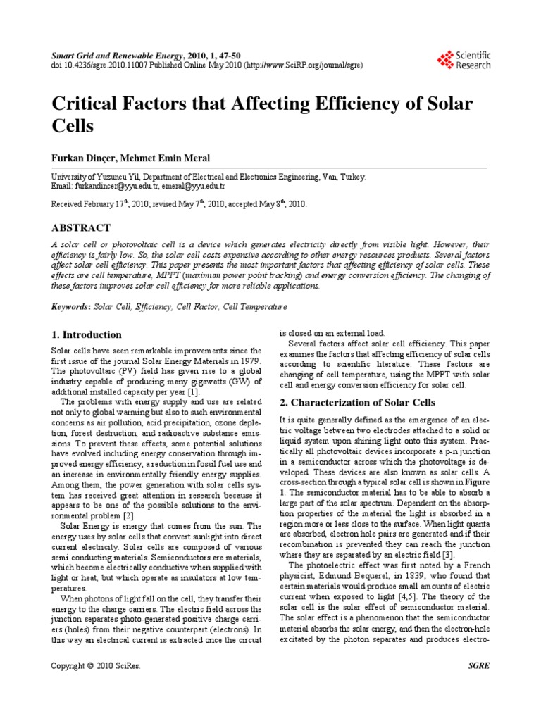 Critical Factors That Affecting Efficiency of Sola PDF | PDF | Solar ...