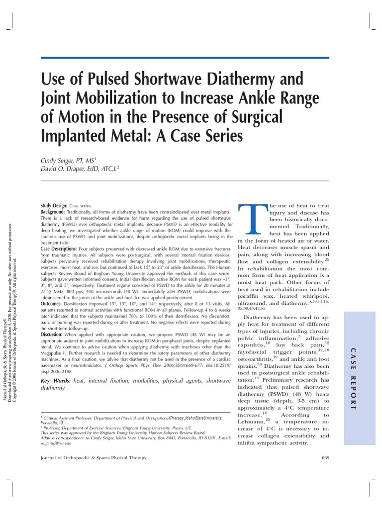 Jospt 2006 2198 | PDF | Anatomical Terms Of Motion | Physical Therapy
