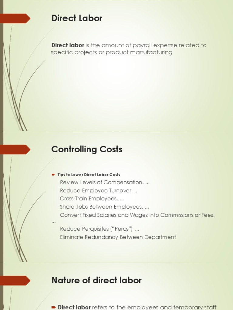 Elements of Cost Direct Labor PDF Payroll Employment