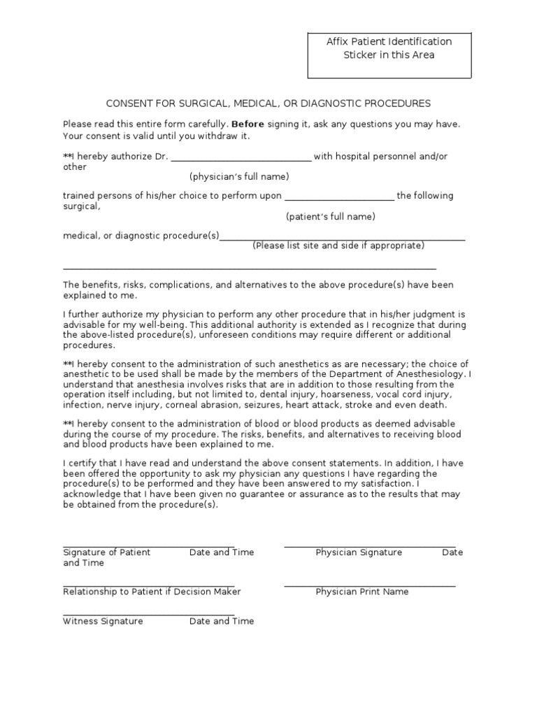 Simulation-Consent For Surgical | PDF | Anesthesia | Surgery