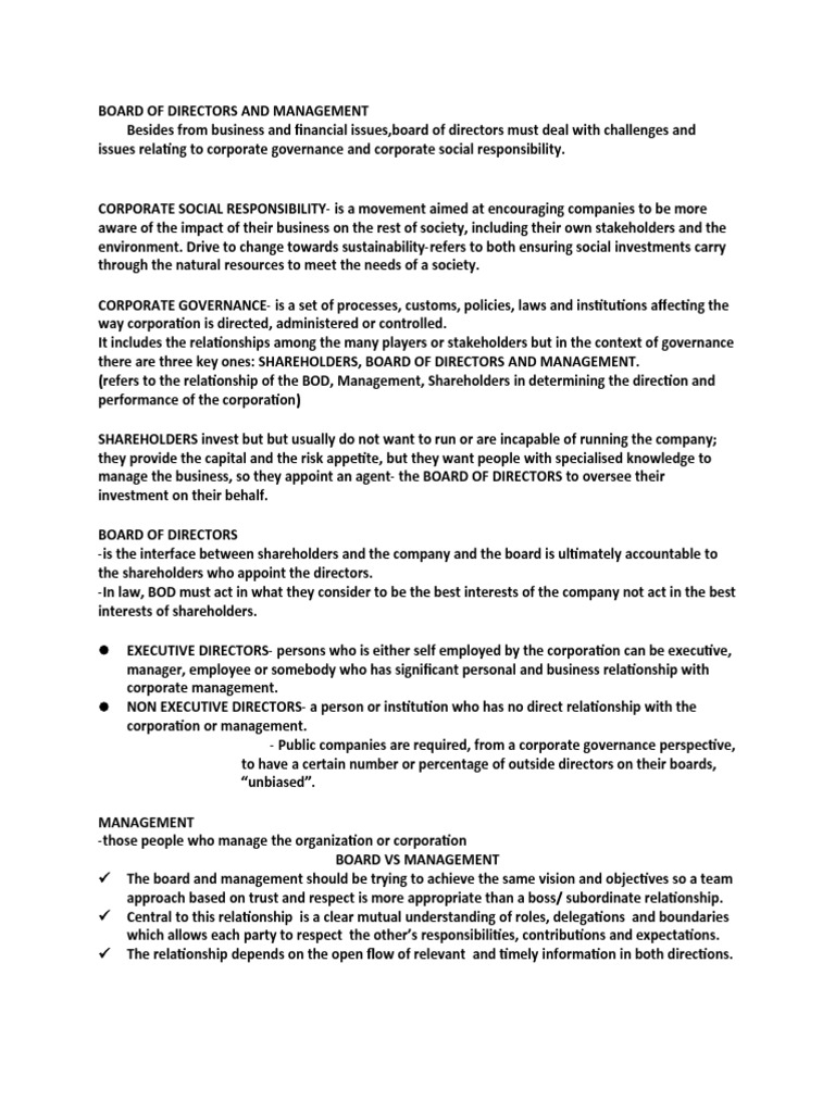 Corporate Governance and Board Dynamics | PDF | Board Of Directors ...