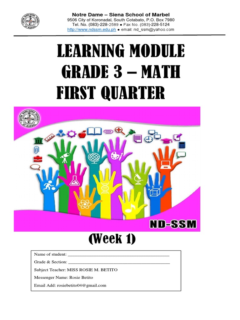 Learning Module Grade 3 Math First Quarter (Week 1) PDF