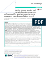 Responses of Reactive Oxygen Species and MG Metabolisms To MG Deficiency of Roots, Leaves