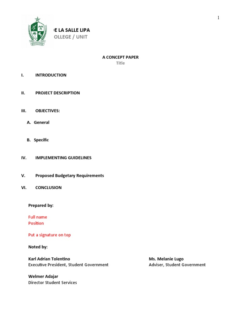 Concept Paper Sample Template 1 PDF