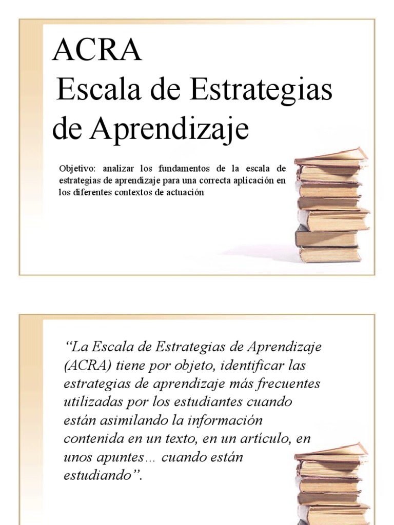 Escala ACRA: Estrategias de Aprendizaje | PDF | Aprendizaje | Evaluación