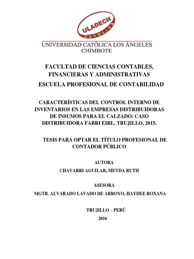 Control Inventarios Chavarri Aguilar Meyda Ruth PDF Costo