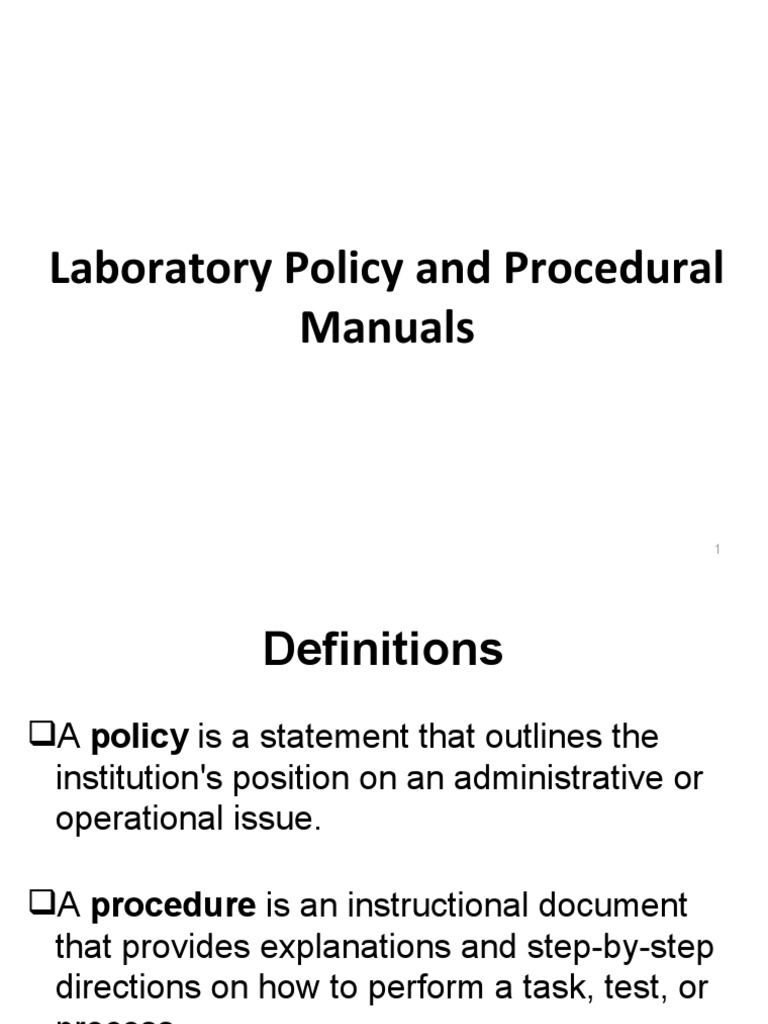 Laboratory Policy and Procedural Manuals Download Free PDF