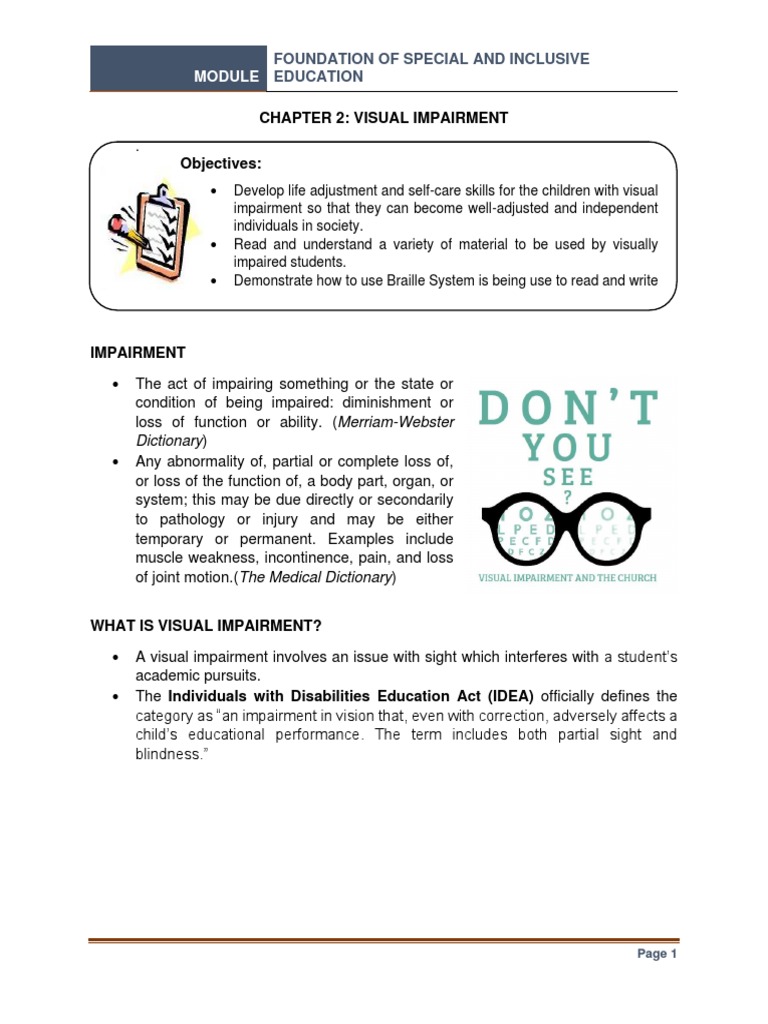 Visual Impairment in Inclusive Education | PDF | Visual Impairment ...