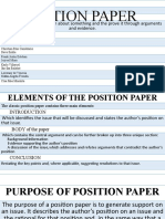 Position Paper: Position Essay Make A Claim About Something and The Prove It Through Arguments and Evidence