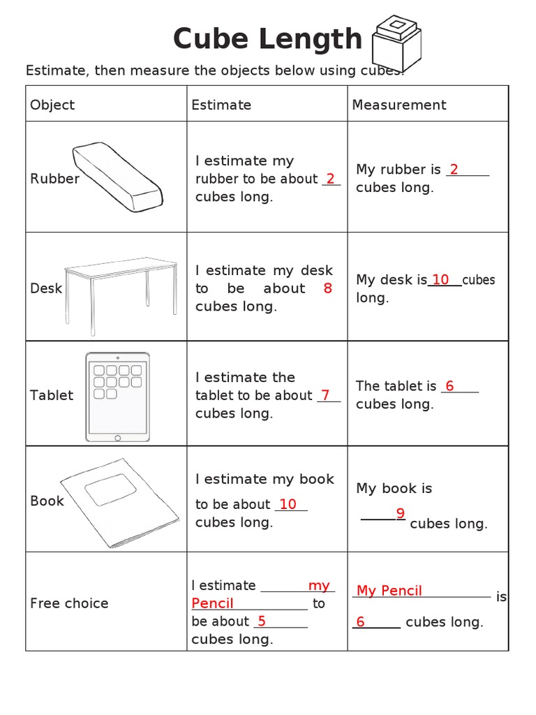 Cube Length Activity Sheet | PDF