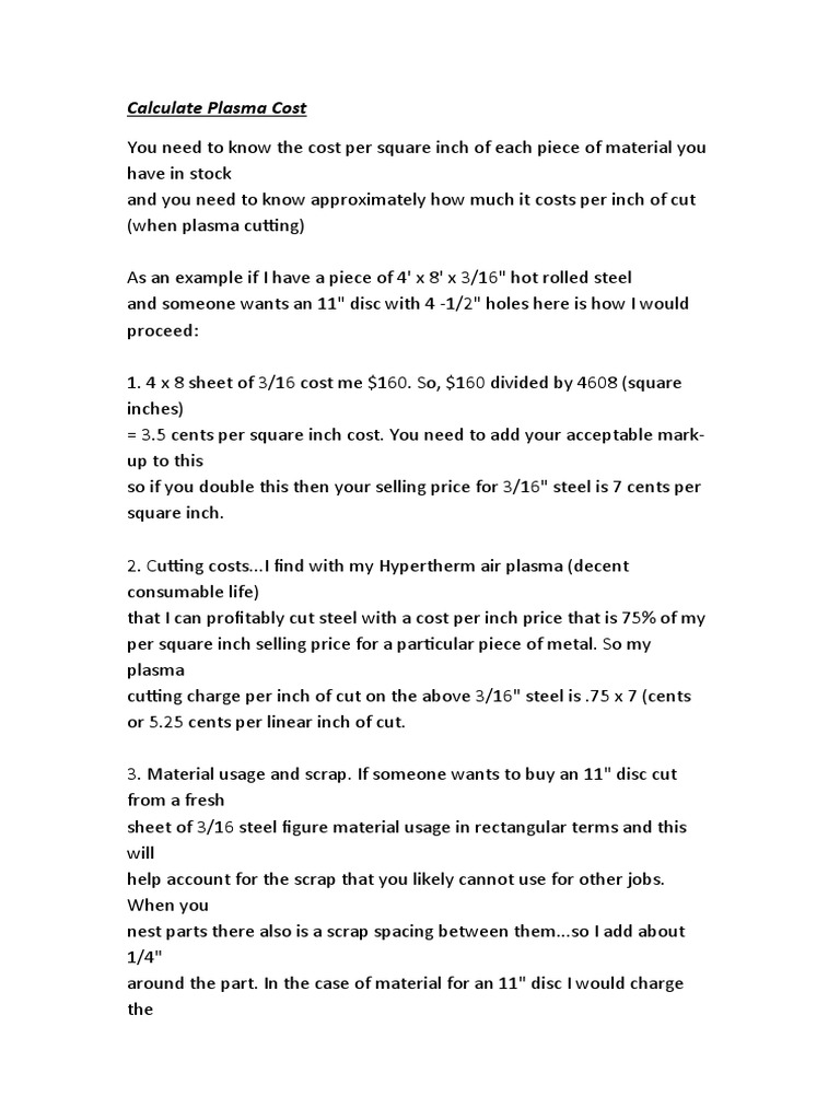 Calculate Plasma Cost | PDF