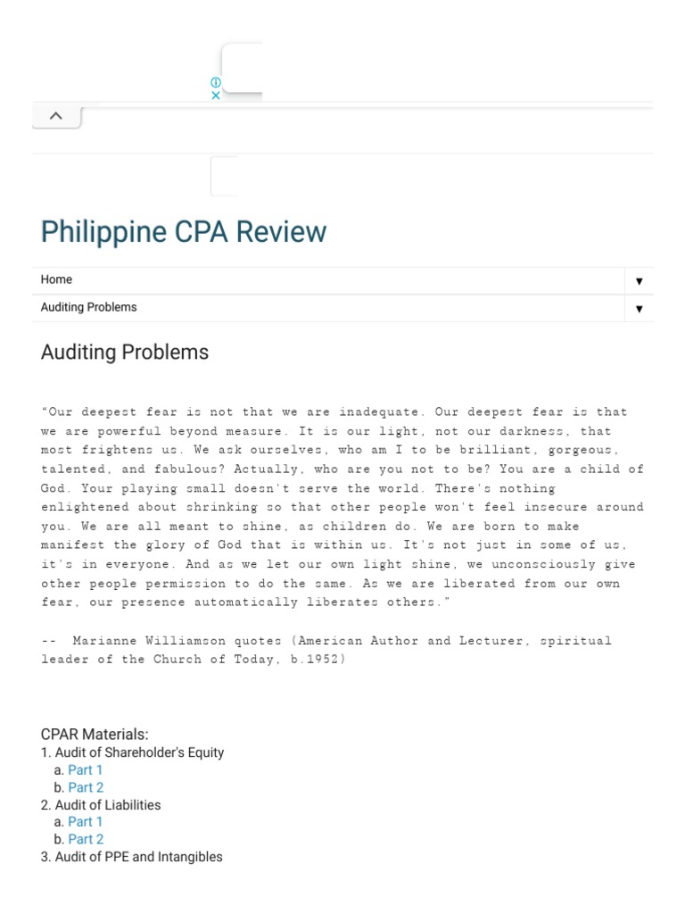 Philippine CPA Review - Auditing Problems | PDF