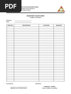 INVENTORY SHEET