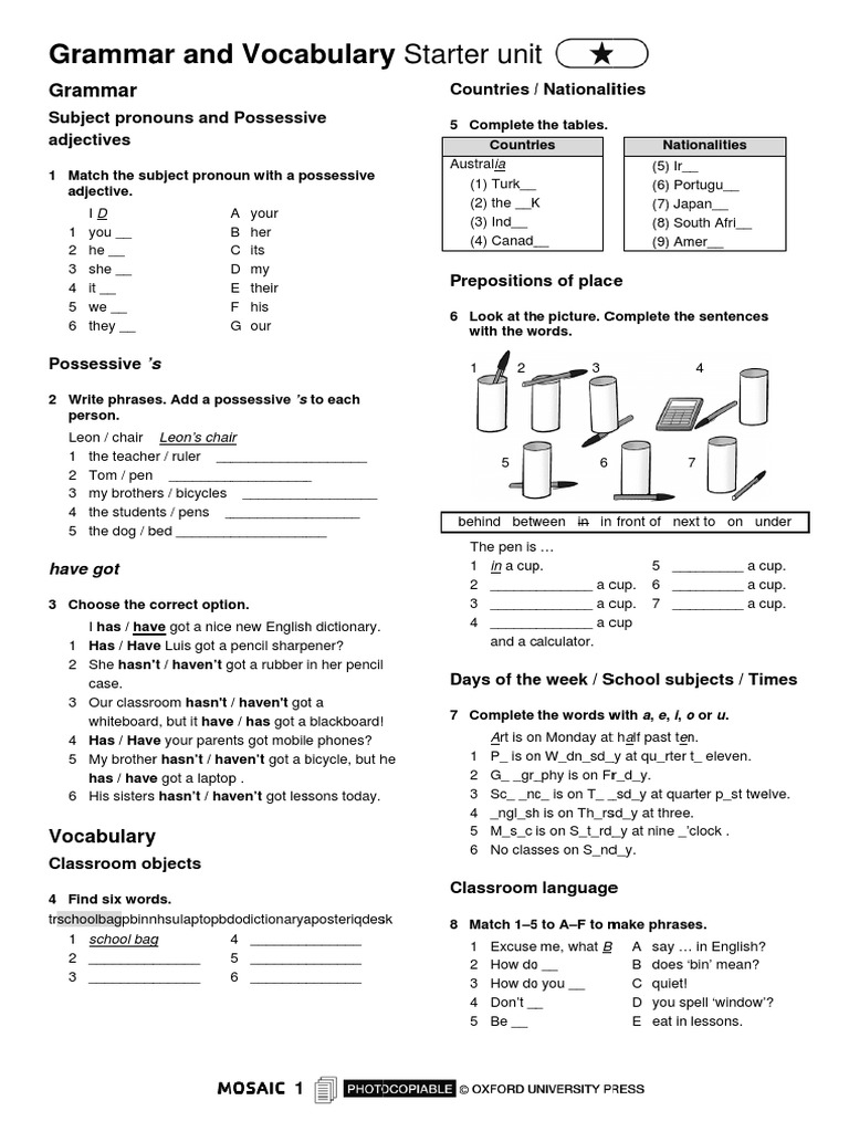 Grammar and Vocabulary Exercises | PDF | Linguistic Morphology ...