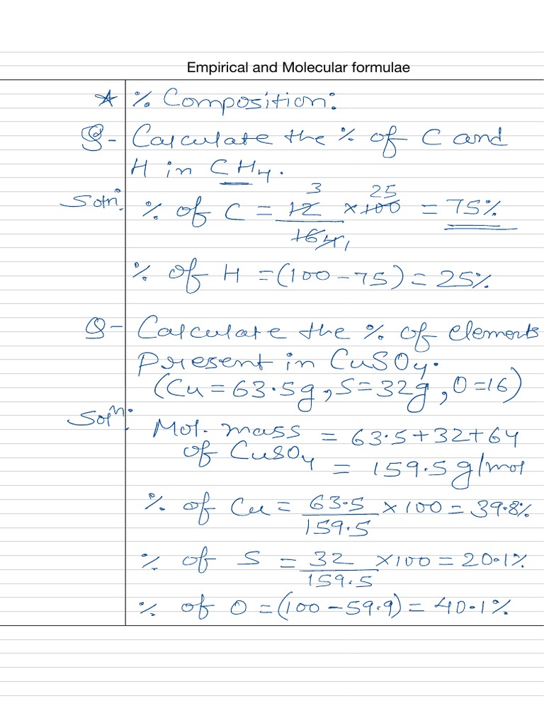 Empirical and Molecular Formulas Explained | PDF | Physics | Chemical