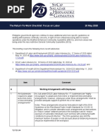 20 May 2020 The Return-To-Work Checklist: Focus On Labor: Item Comment A Working Arrangements With Employees