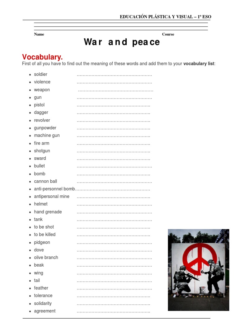 War and Peace Vocabulary PDF