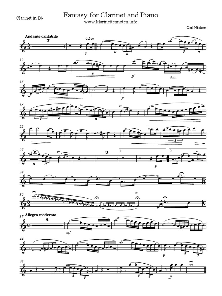 Fantasy For Clarinet and Piano - Nielsen Clarinet in BB PDF