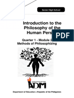 Introduction To The Philosophy of The Human Person: Quarter 1 - Module 2 Methods of Philosophizing