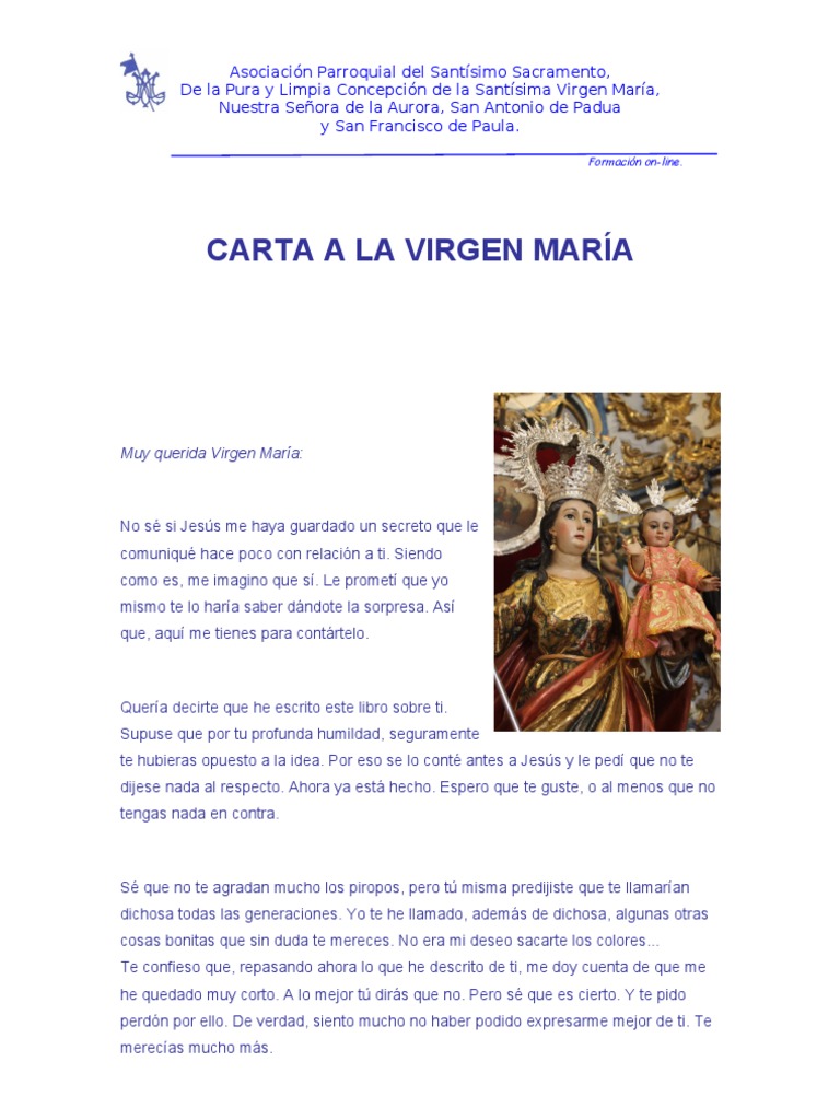 Carta De La Virgen Maria Para Una Hija - Soalan j