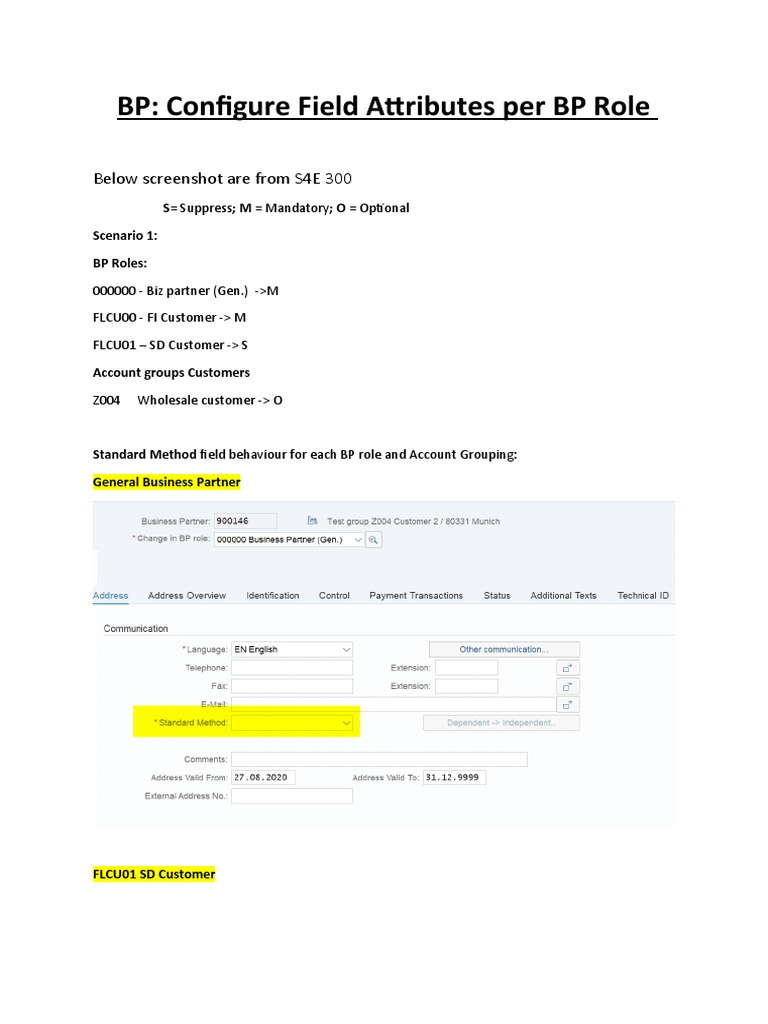 Configure BP Role Field Attributes | PDF