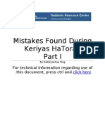 Mistakes Found During Keriyas Hatorah: For Technical Information Regarding Use of This Document, Press CTRL and