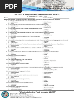 Pre - Test in Disiciplines and Ideas in The Social Sciences: 1 Semester, S.Y 2020 - 2021