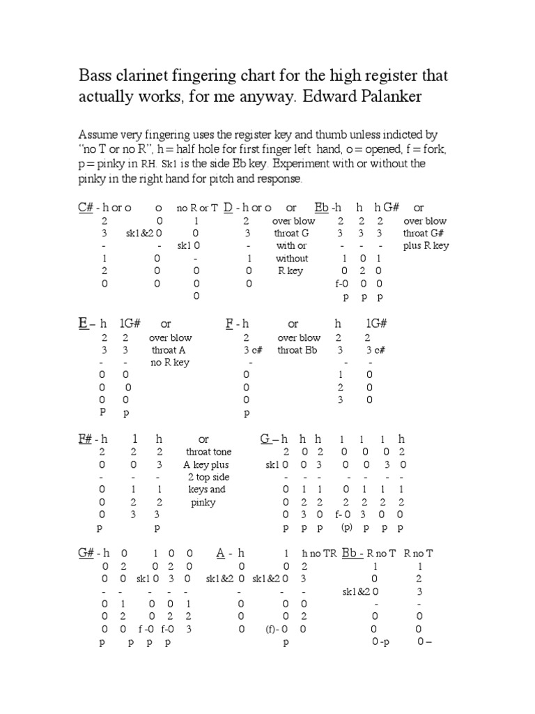 Bass Fingering Chart PDF PDF Woodwind Instruments Limbs (Anatomy)
