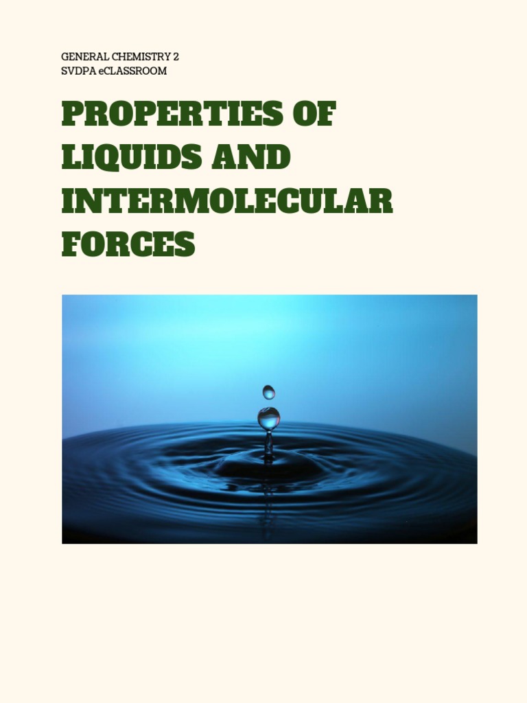 Properties of Liquids and Intermolecular Forces PDF | PDF | Liquids | Vapor
