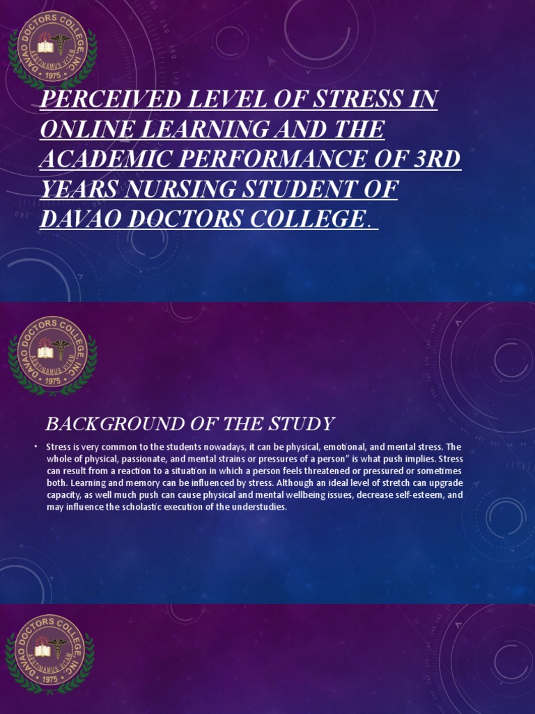 Perceived Level of Stress in Online Learning and The Academic ...