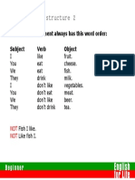 Sentence Structure 2: in English A Statement Always Has This Word Order: Subject Verb Object