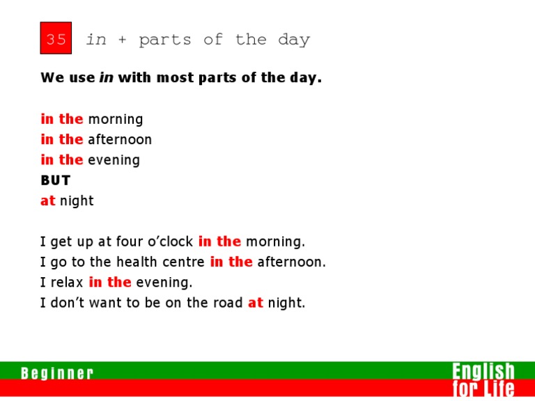 Unit 35 - Prepositions (In) | PDF | Wellness