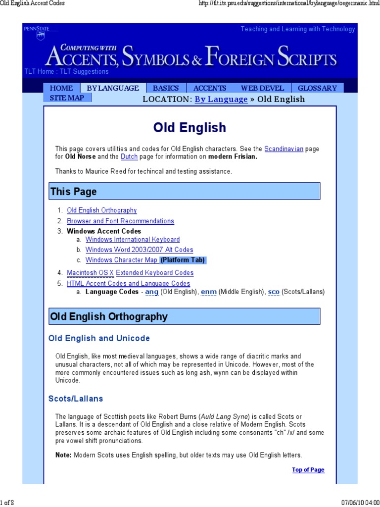 oldEnglighAlphabet Accentcodes | PDF | Character Encoding | English ...