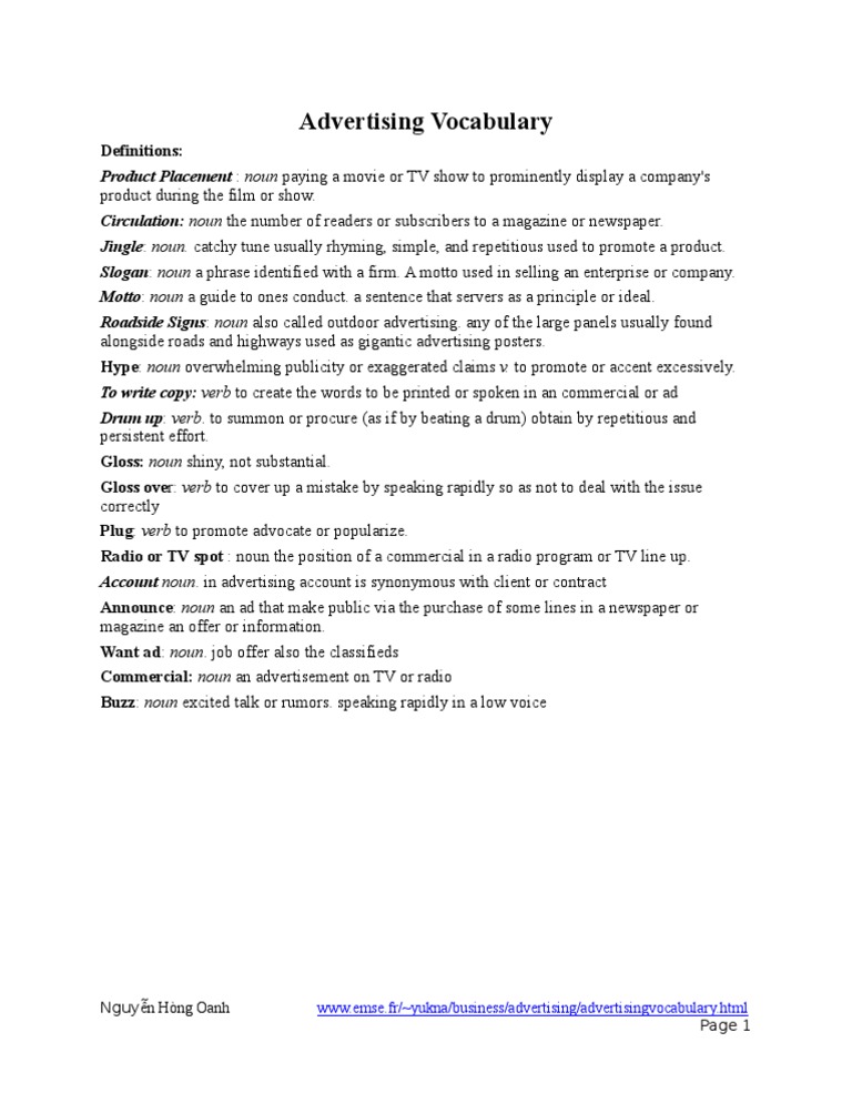 Advertising Terms for Beginners | PDF | Business