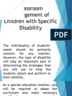 Classroom Management of Children With Specific Disability