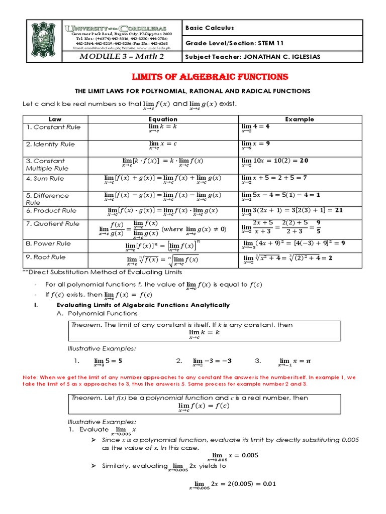 MODULE 3-Basic Calculus PDF | PDF | Polynomial | Fraction (Mathematics)