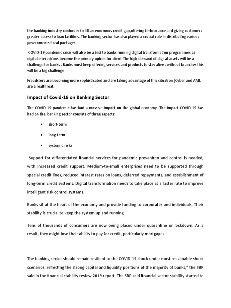 COVID-19's Impact on Banking Sector Strategies | PDF | Credit | Finance ...