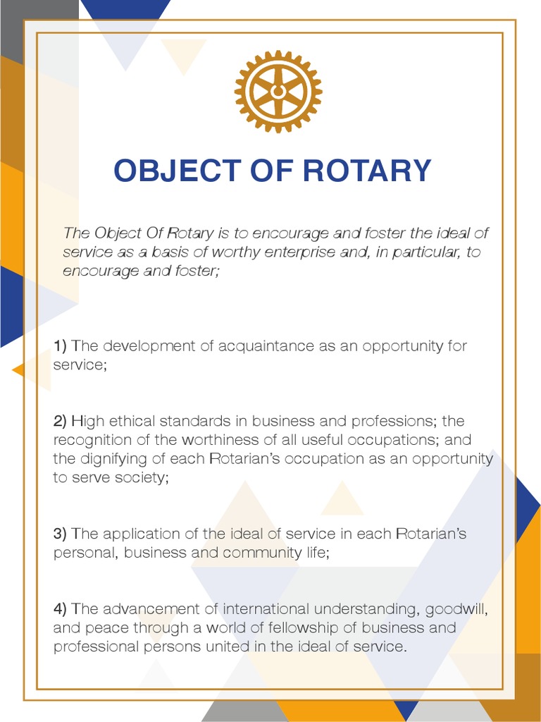 Object of Rotary: Principles and Purpose | PDF | Career & Growth | Travel