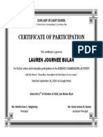 Certificate of Participation BULAN