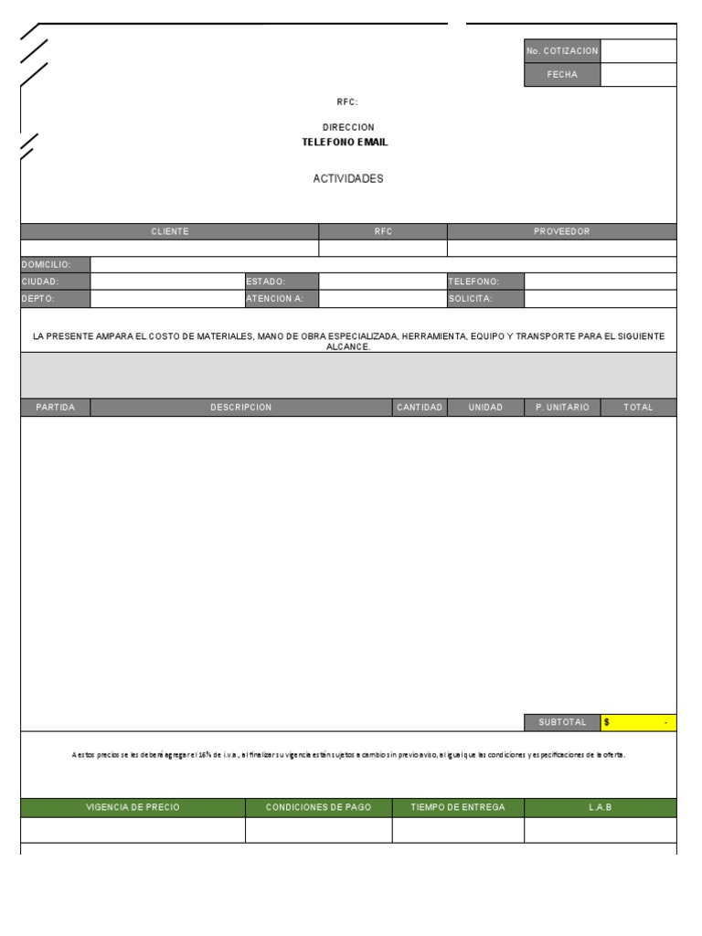 Ejemplo de Formato de Cotizacion | PDF | Observación científica ...