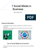 Role of Social Media in Business: By: John Yim