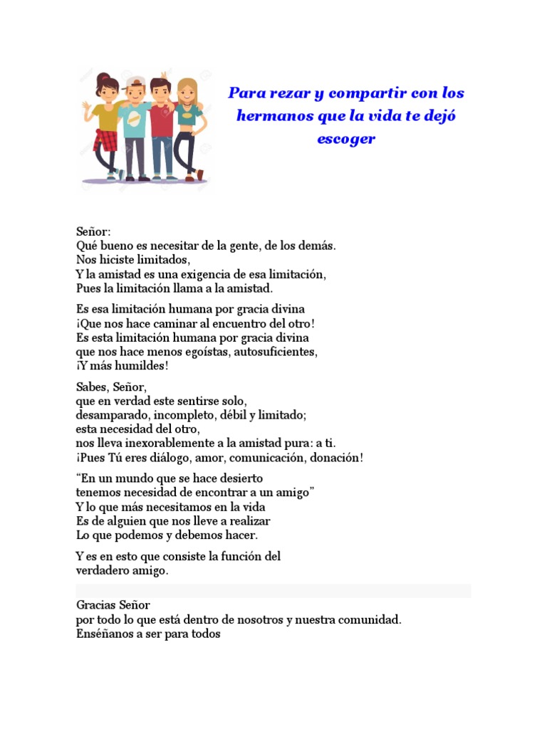 Oración por la Amistad y los Amigos | PDF