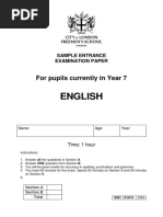 English: For Pupils Currently in Year 7