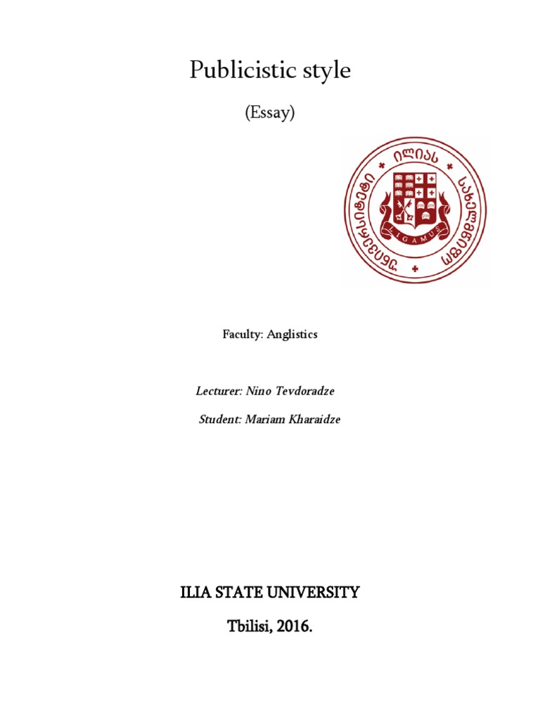 Publicistic Style: (Essay) | PDF