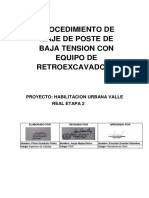 Procedimiento de izaje de poste BT con retroexcavadora