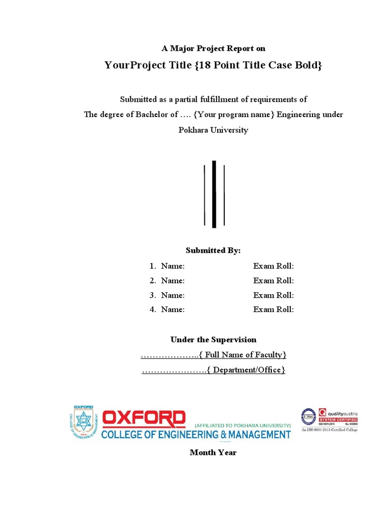 Yourproject Title (18 Point Title Case Bold) : A Major Project Report ...