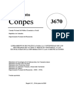 Conpes 3670 de 2010 - Politica Acceso y Servicio Universal A Las Tic PDF