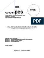 Conpes 3769 de 2013 - Declaracion Estrategica Telecomunicaciones Sociales y Tecnocentros